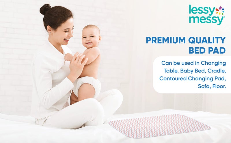 Lessy Messy Waterproof Baby Changing Pad for Dresser - Extra Large Diaper Changing Mat | High-Temperature Safe & Easy to Clean | Portable Travel Changing Pad (Peach Chevron) - Image 2